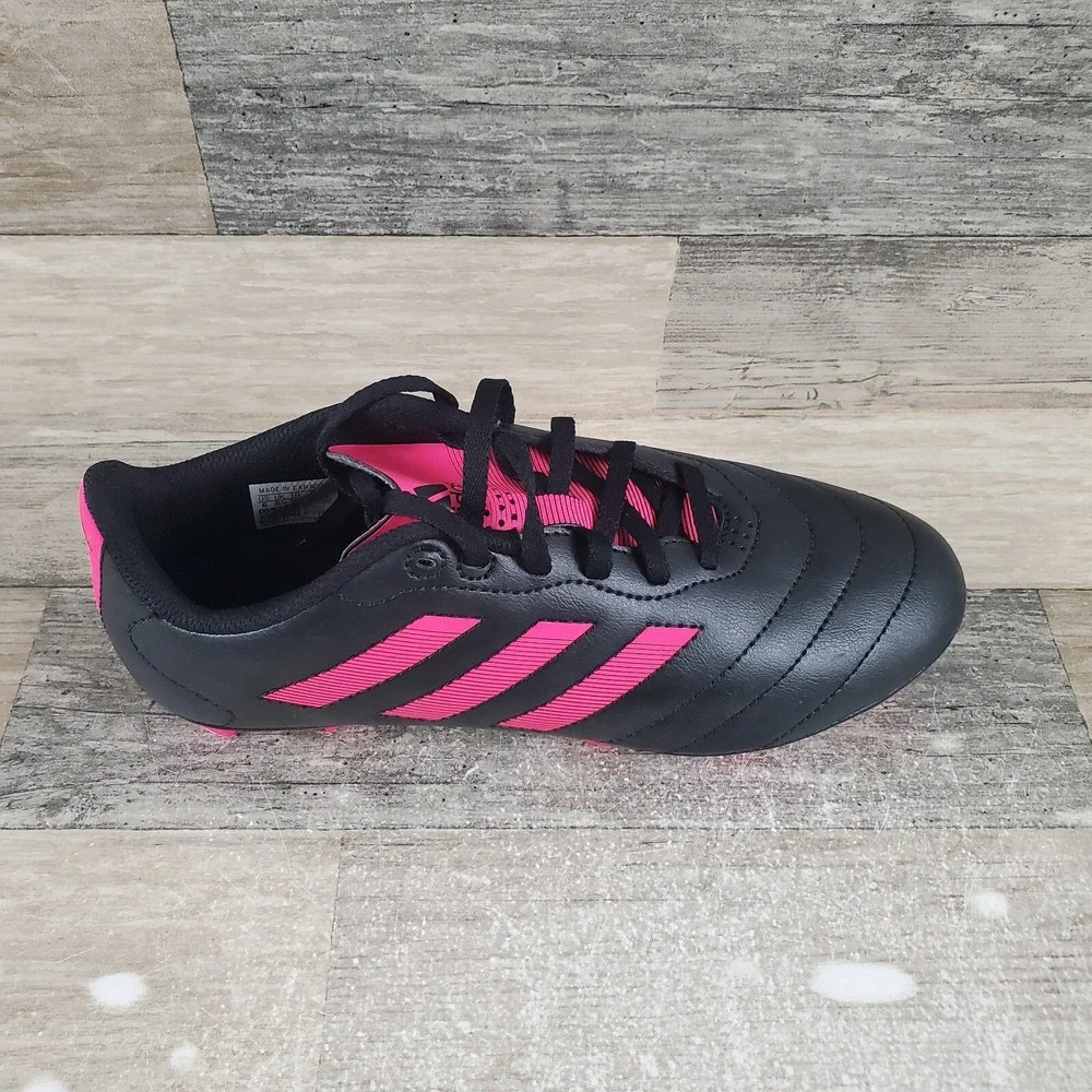 Adidas Goletto VIII FG Kids Shoes Sz 6 Black Pink Leather Lace-Up Soccer Cleats